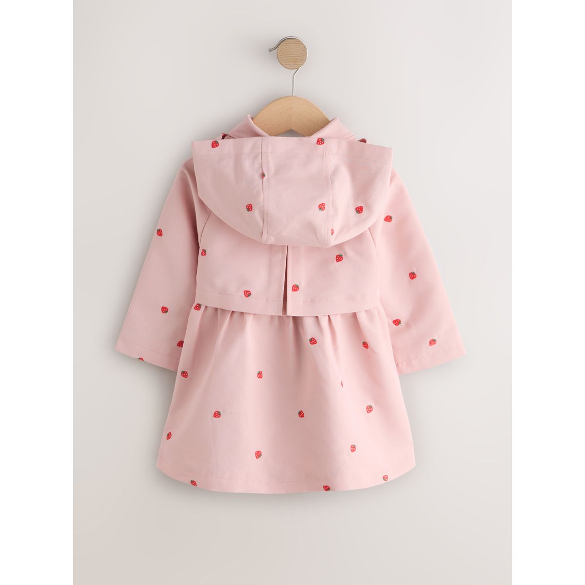 Manteau boutonné hydrofuge broderie rose, NEXT