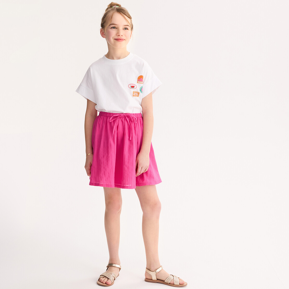 Sandales dorées en cuir tressé doré, LA REDOUTE COLLECTIONS