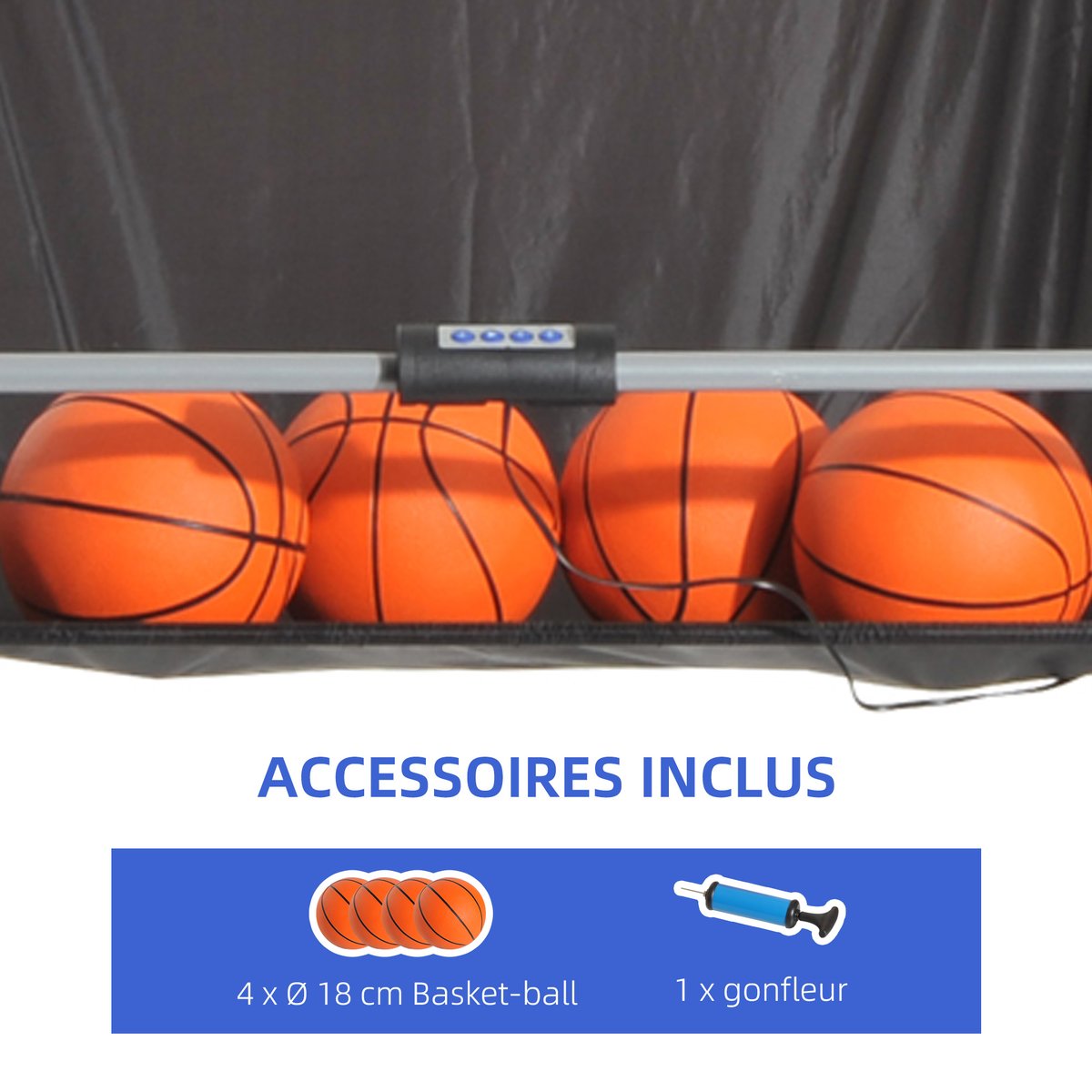 Jeu de tir au basket Bois Noir noir, HOMCOM