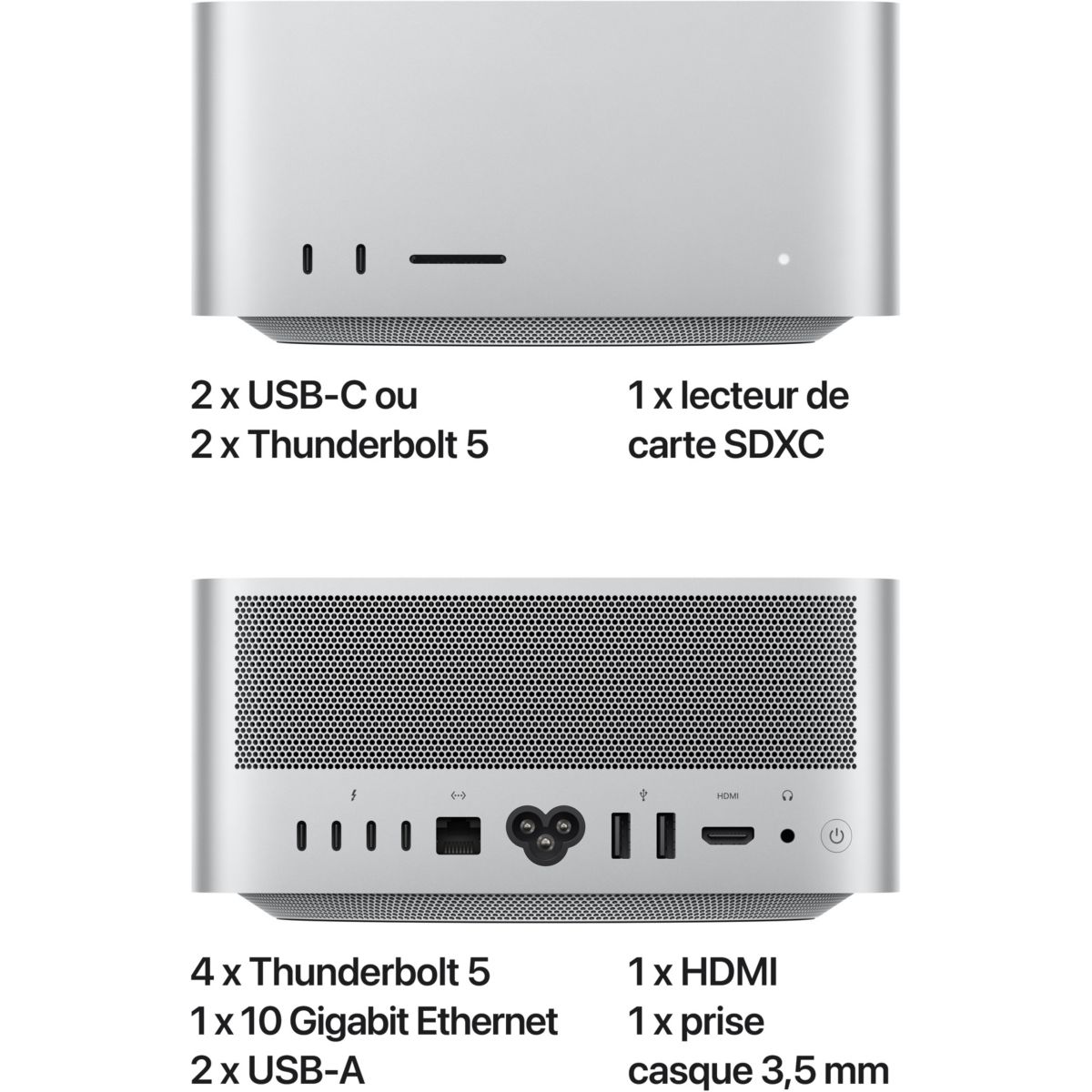 Ordinateur Apple STUDIO Puce M4 Max CPU 14 / GPU 32 coeurs Mémoire RAM 36Go Stockage 512Go SSD Argent couleur unique, APPLE