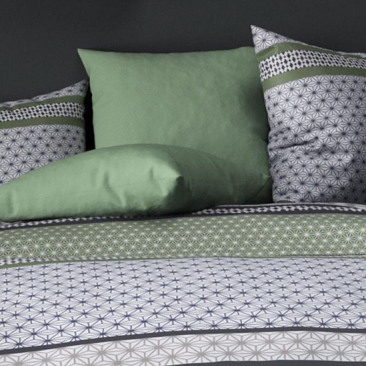 Parure housse de couette polyester, Vaxo vert, C DESIGN HOME TEXTILE
