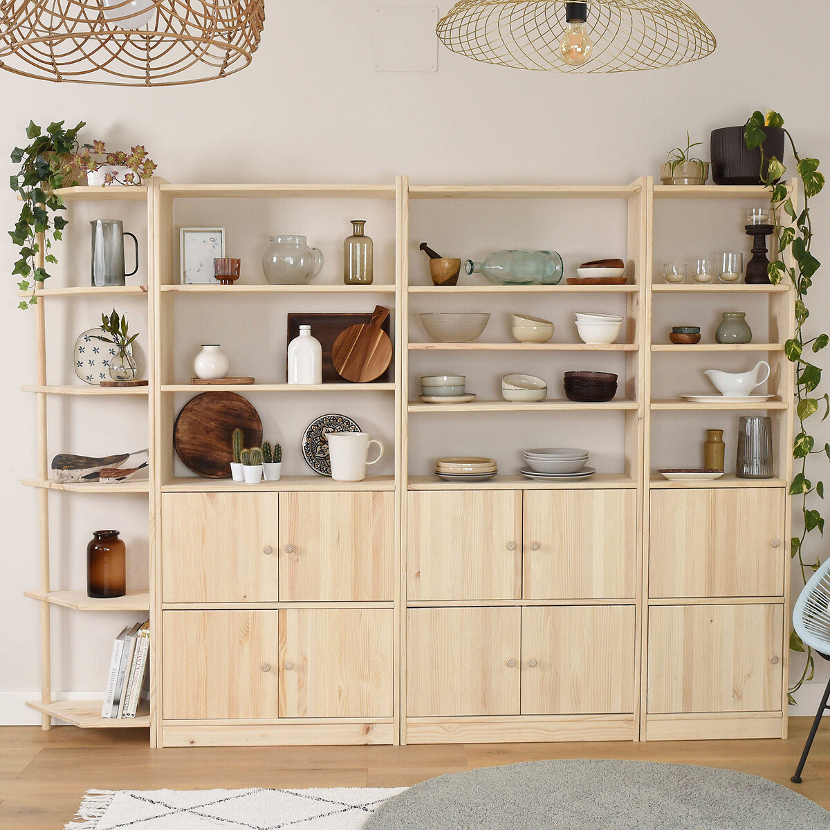 Etagère d'angle GALA en pin massif-185X50 bois clair, EUROPE & NATURE