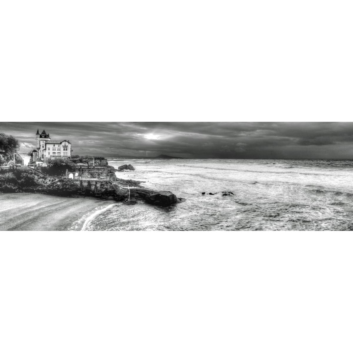 Tableau Mural Villa Belza Biarritz MER tableaux sur toile-noir & blanc, CEANOTHE