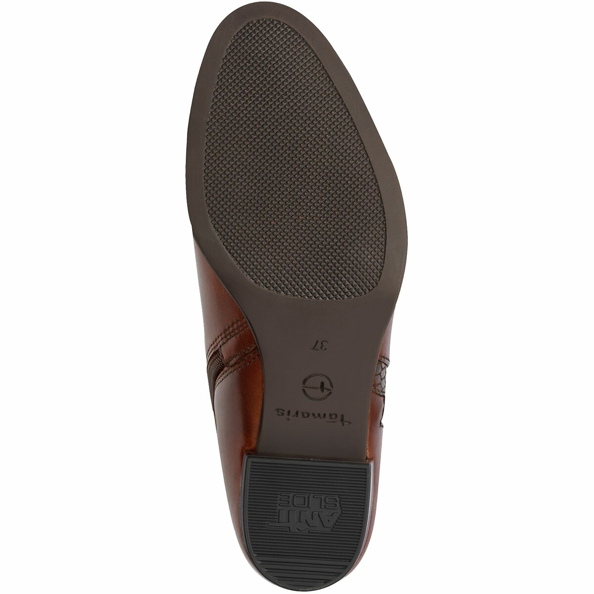 Bottines zippées en cuir marron, TAMARIS