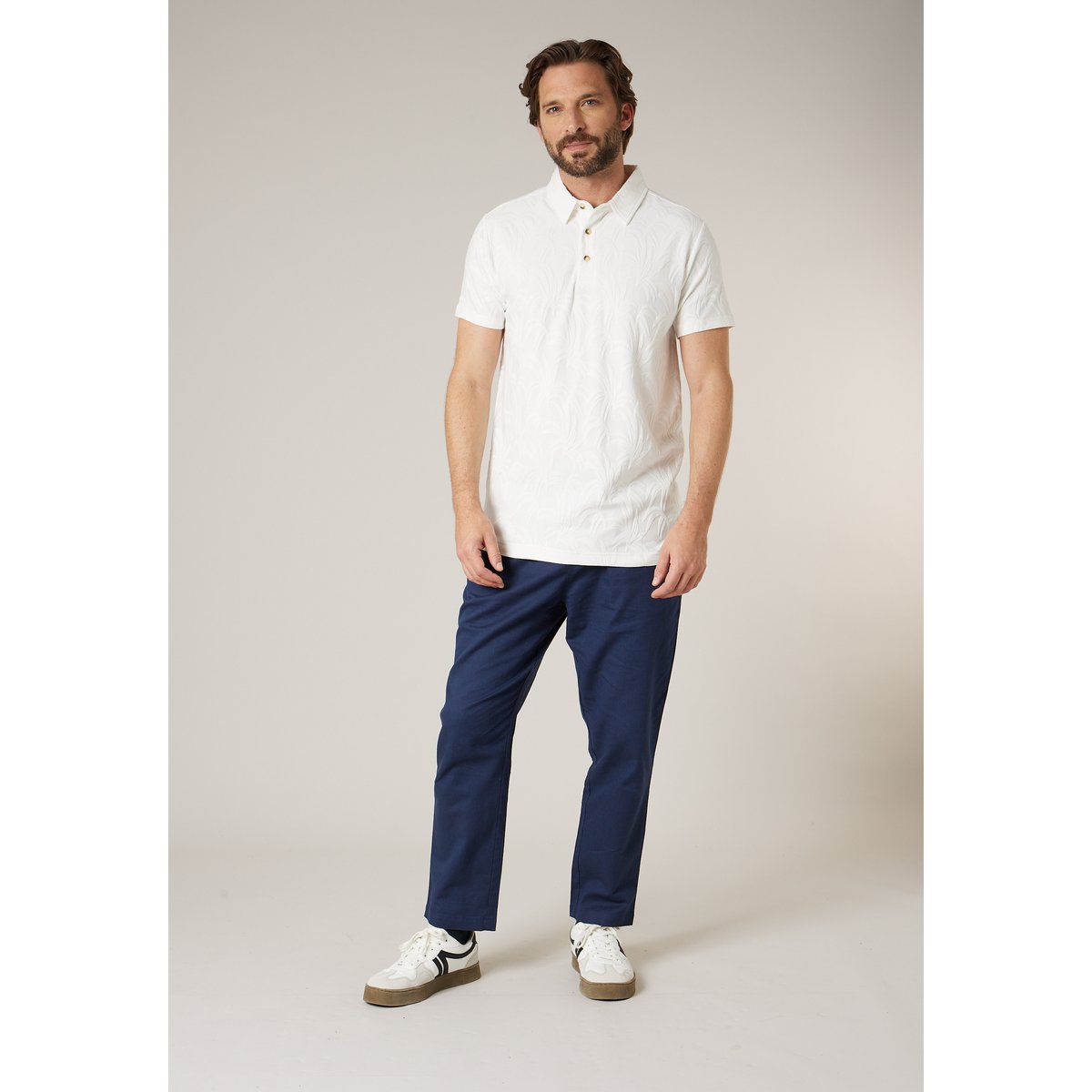 Polo homme en coton stretch RIVEREN natural, DEELUXE