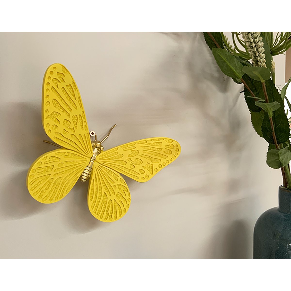 Déco murale papillon 18.4x12.5x6cm jaune, EMDE