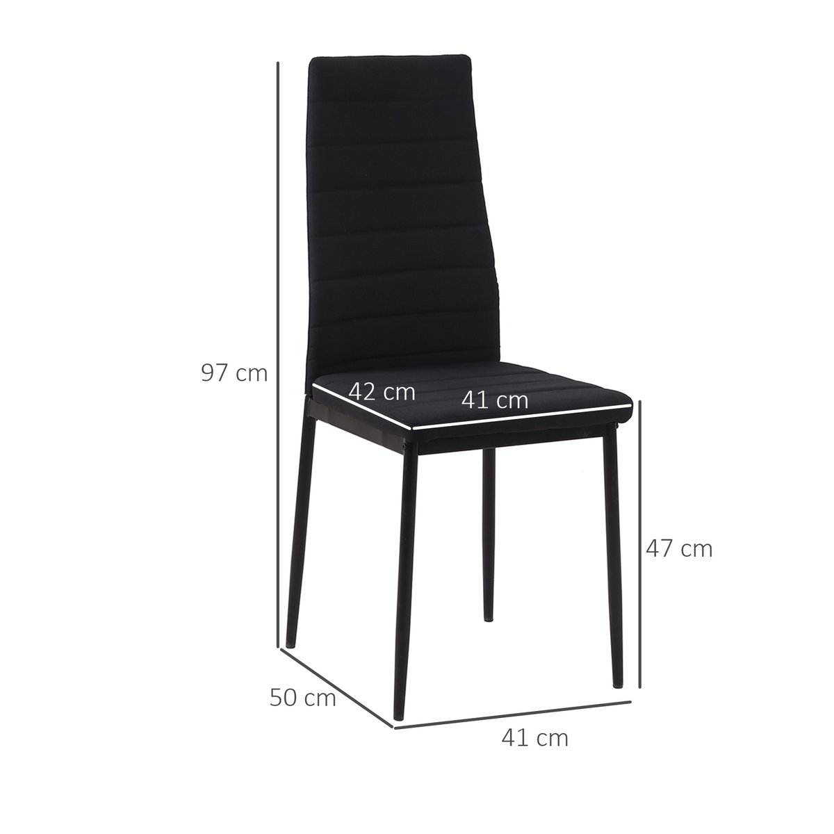 Chaise de salle à manger Lin (100% polyester) noir, HOMCOM