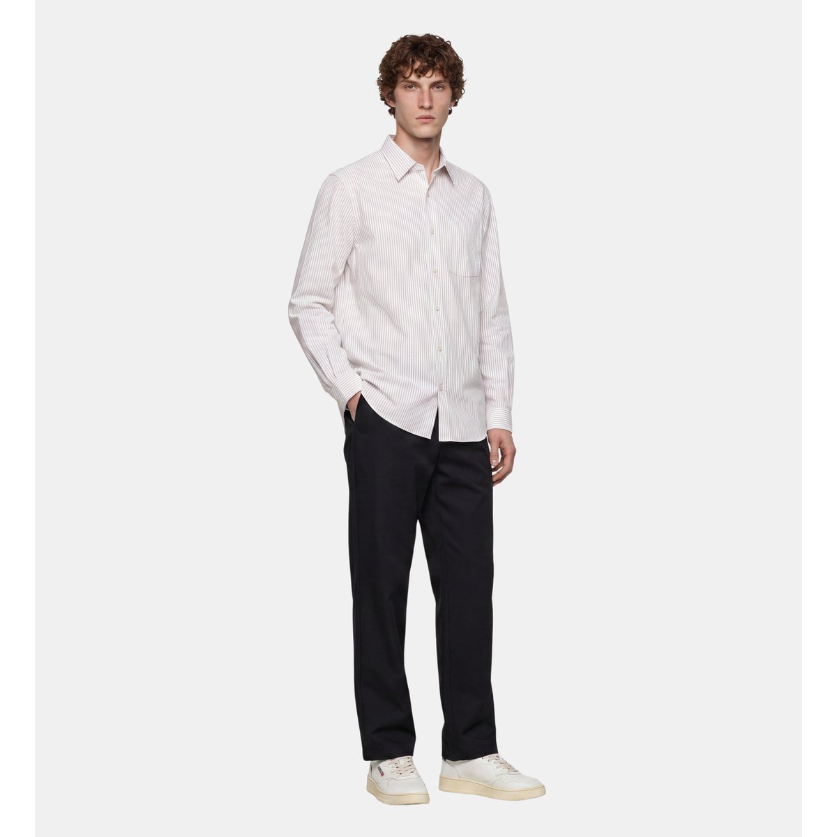 Chemise droite tirtray 1 coton jaune et bleu, GALERIES LAFAYETTE