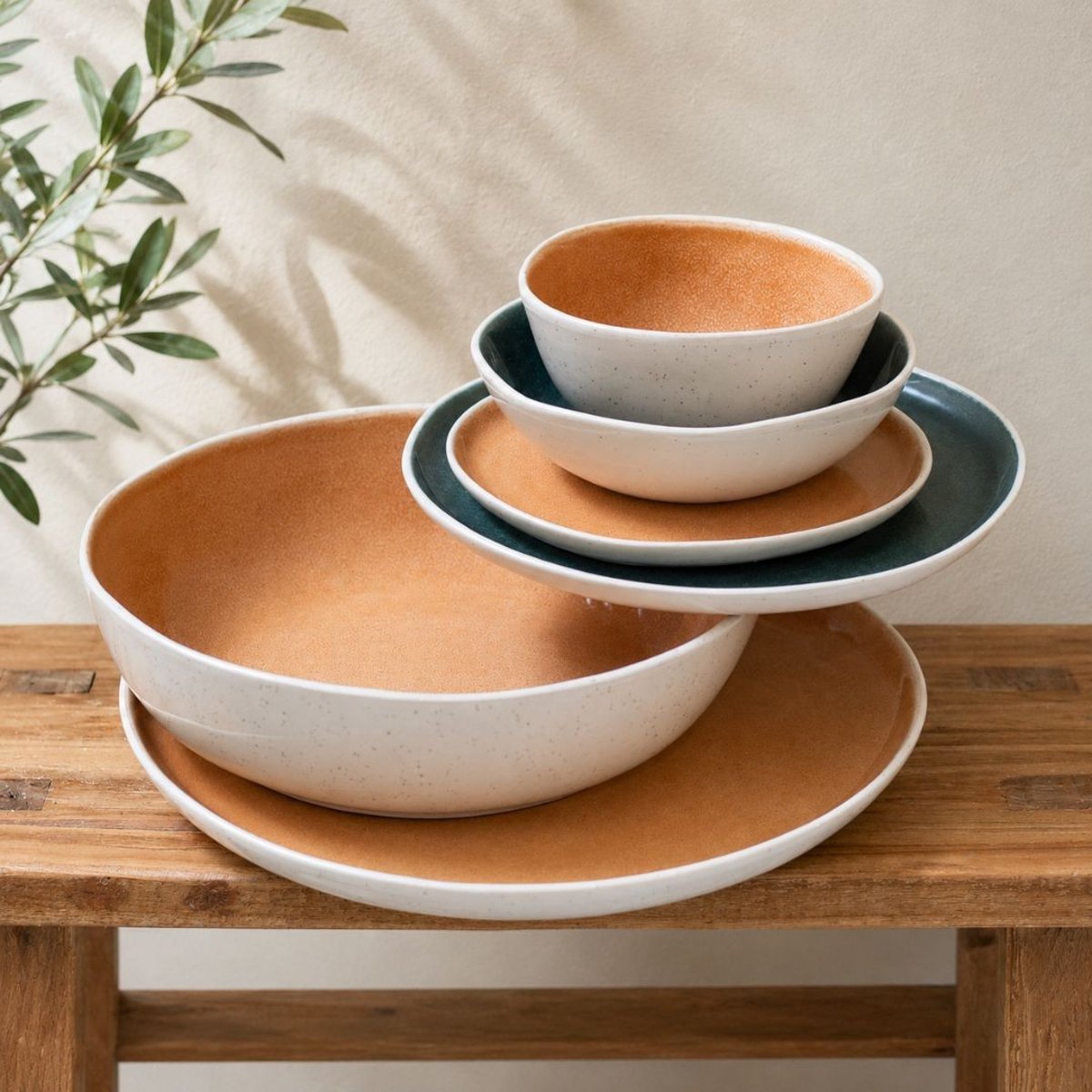 Lot de 6 petites assiettes à dessert, CORALIA vert, ARTIME