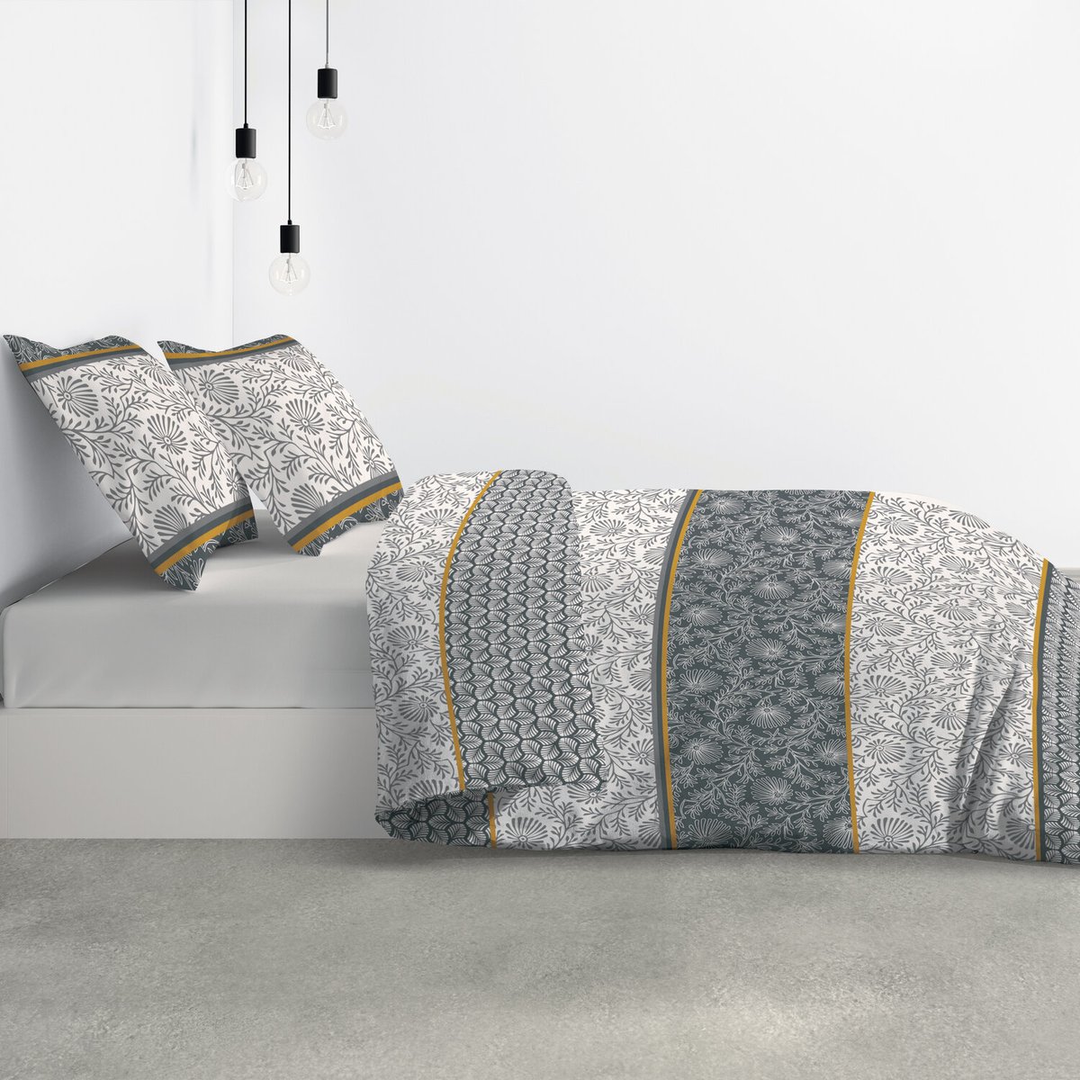 Parure housse de couette imprimée coton avec taie(s), Vega Gold gold, C DESIGN HOME TEXTILE