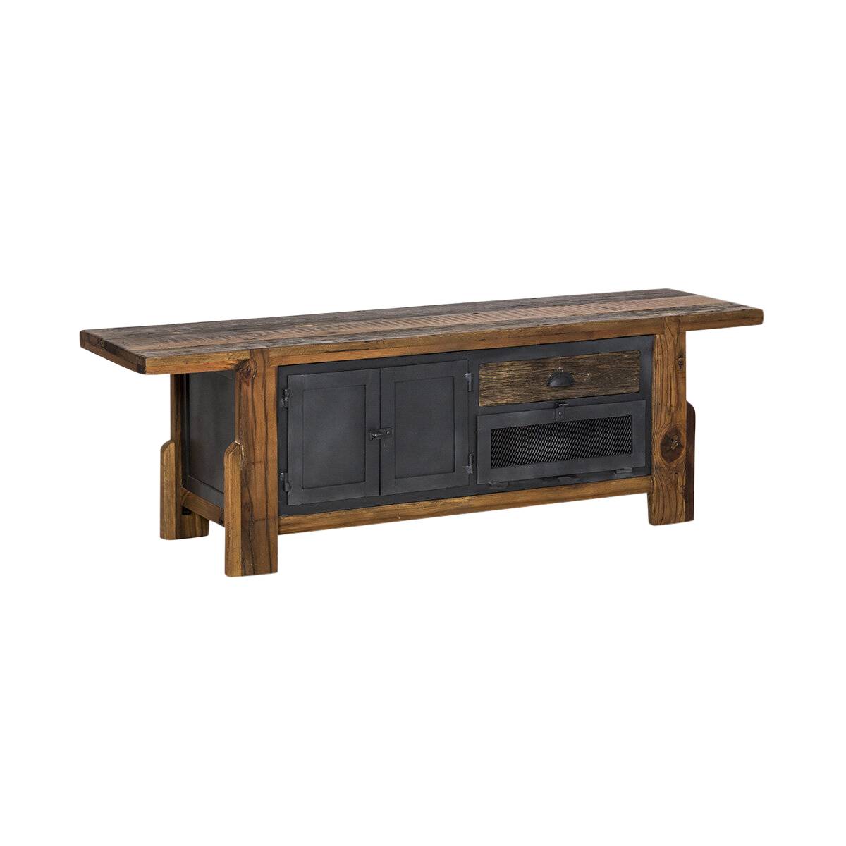 Meuble TV en bois recyclé HECTOR gris, MADE IN MEUBLES