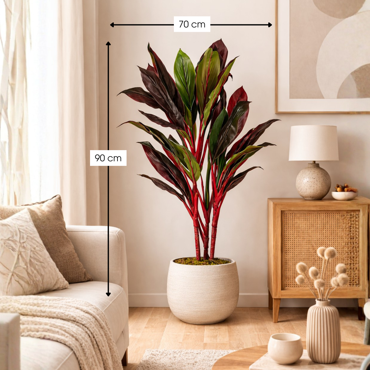 Plante artificielle CORDYLINE rouge, MICA DECORATIONS
