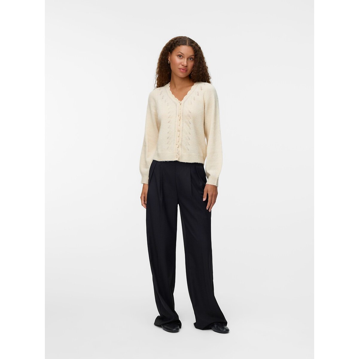 Cardigan scollo a V ecru , VERO MODA