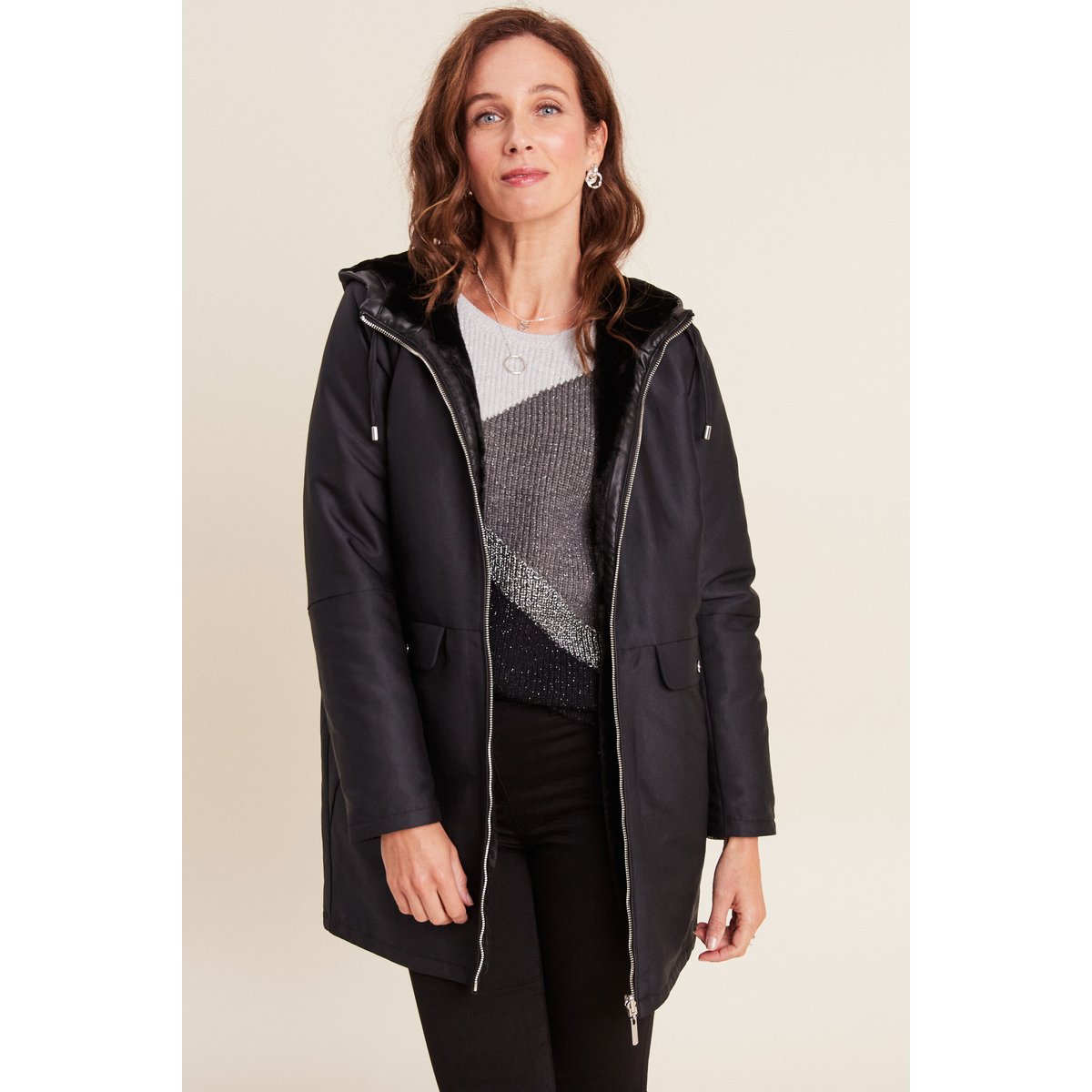 Parka réversible à capuche noir, BREAL