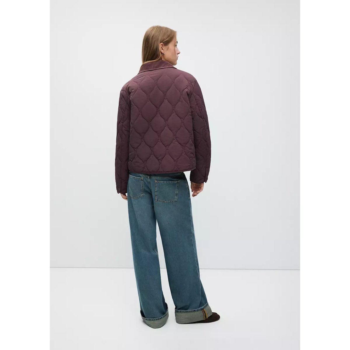 Veste matelassée détails velours côtelé violet clair/pastel, MANGO TEEN