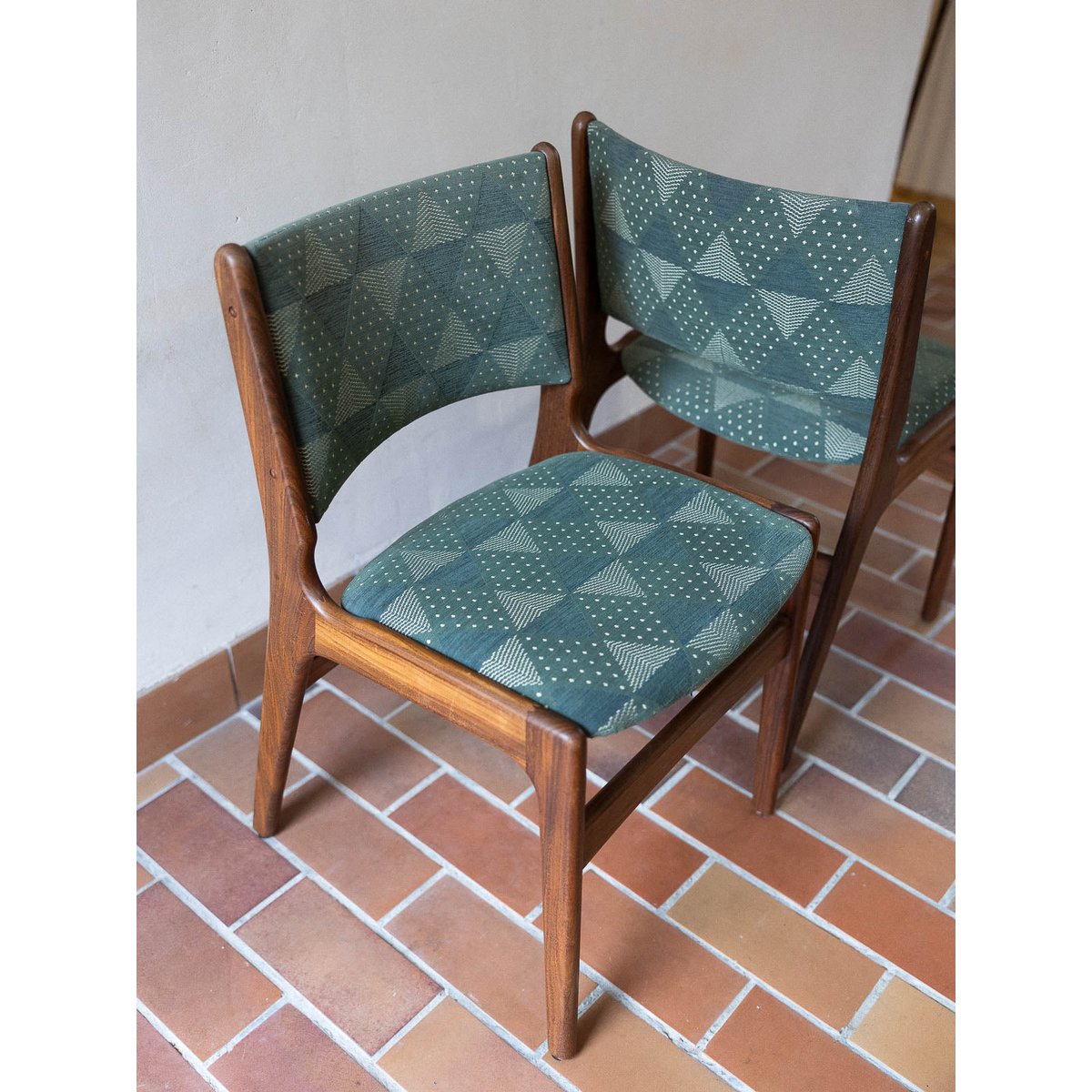 Lot de 4 chaises tendances Alma N°1801 - Bon état vert, DEBONGOUT