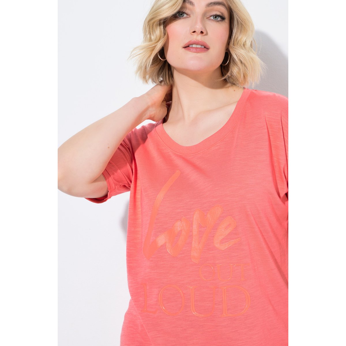 T-shirt oversize avec message corail, ULLA POPKEN