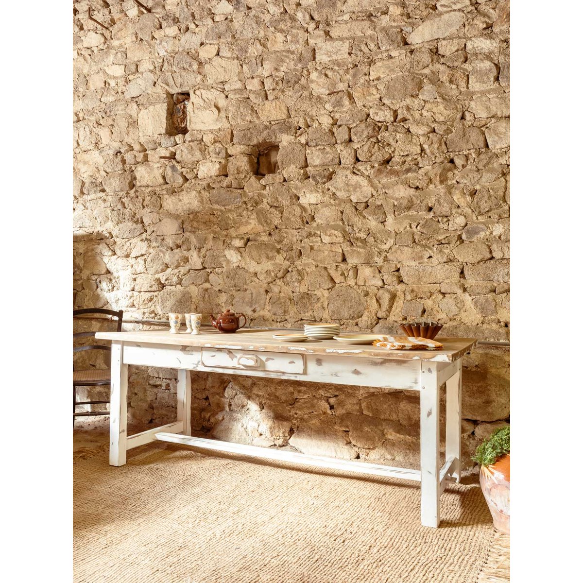 Table à manger en chêne Romy N°1541 - Bon état blanc, DEBONGOUT