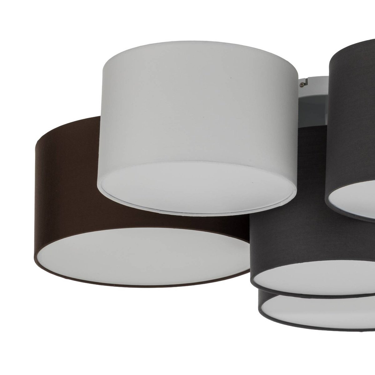 Plafonnier en textile moderne, Laurenz gris, blanc, marron, LINDBY