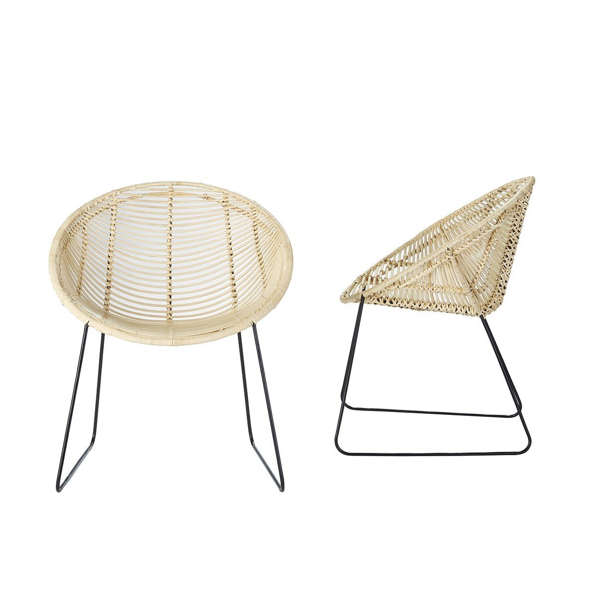Lot de 2 chaises en rotin et métal BOHEMA naturel, BERAH GETAH