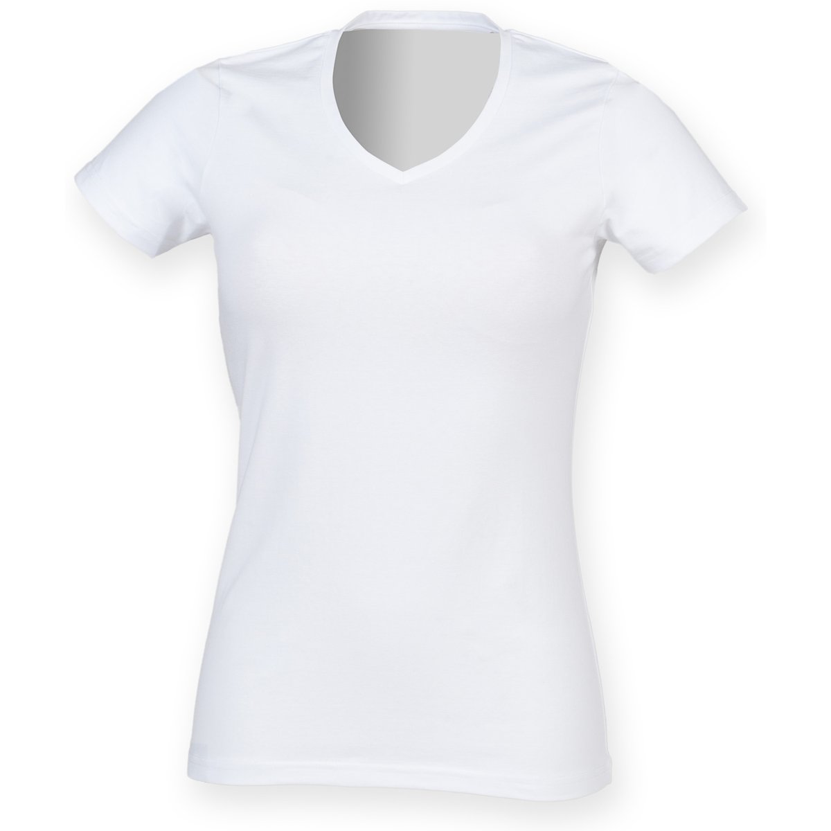 T-shirt col V FEEL GOOD blanc, SKINNI FIT