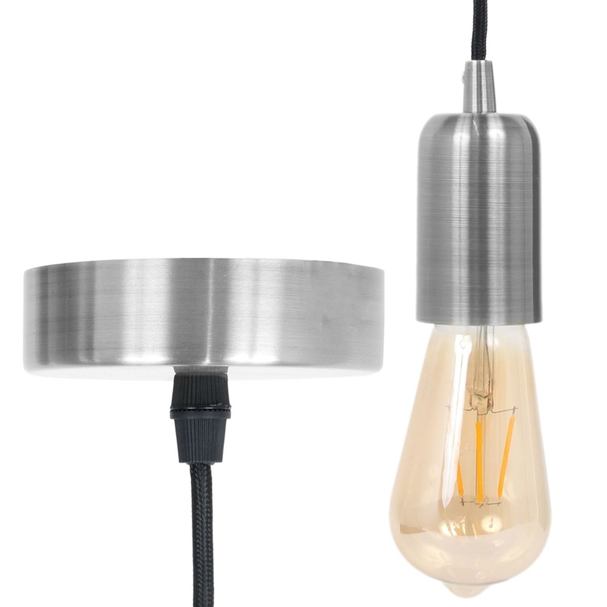 Suspension ampoule en métal INDUS gris, THE HOME DECO FACTORY