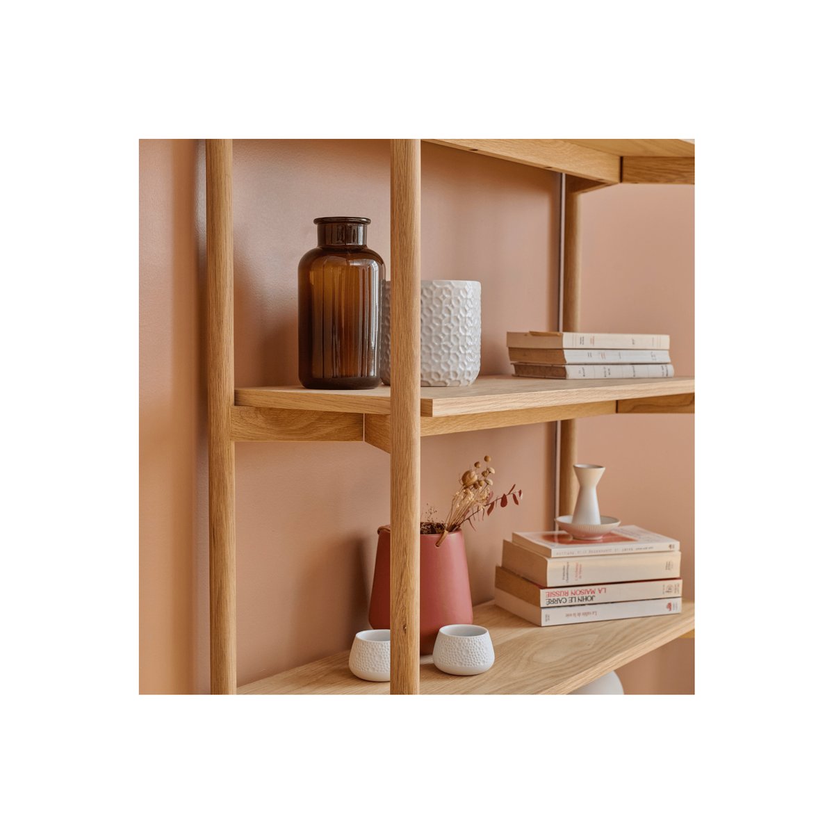 Bibliothèque scandinave en chêne clair 4 tablettes - BRENDA bois clair, HELLIN, DEPUIS 1862