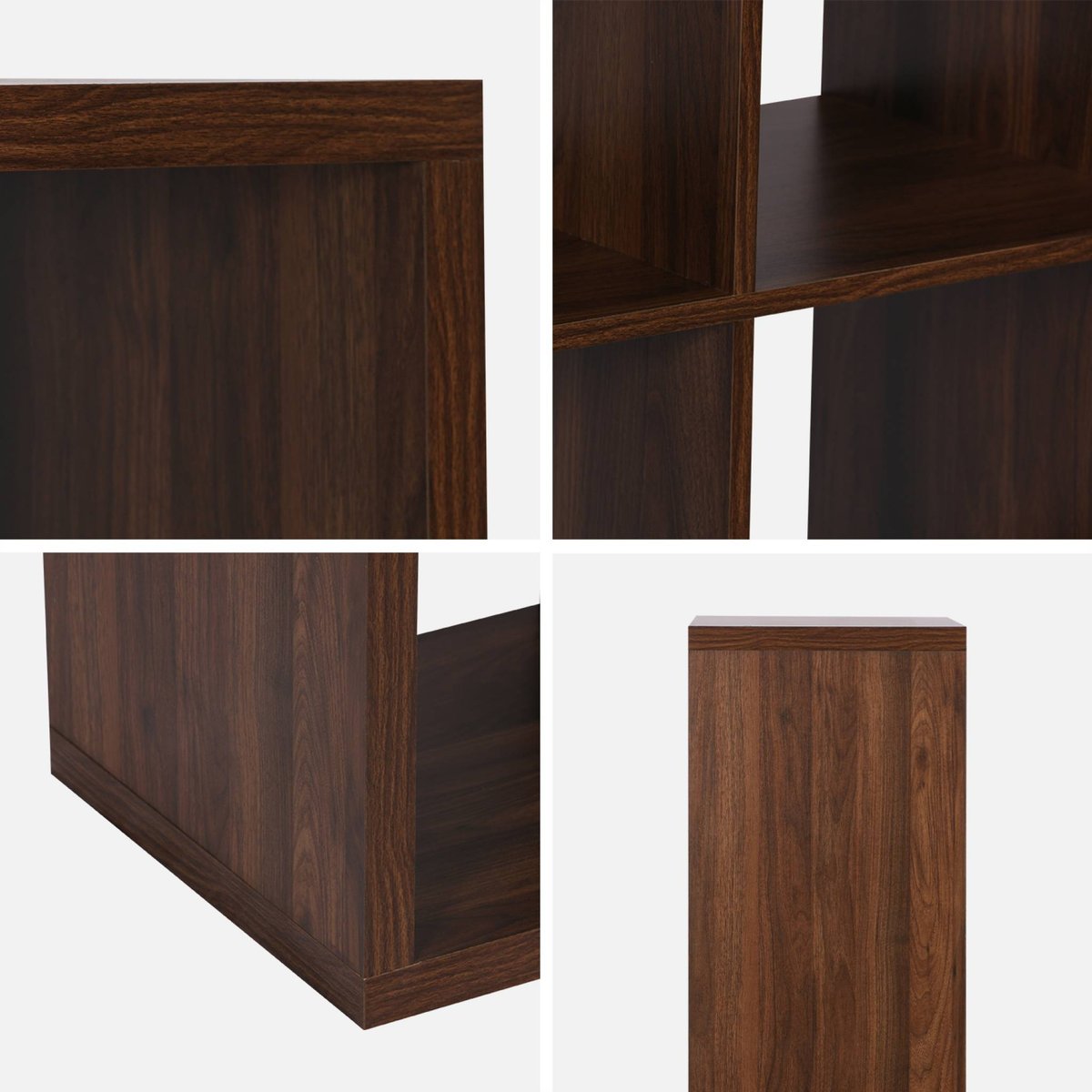 Etagère bibliothèque décor bois 4 niveaux 8 compartiments BASIKS noyer, SWEEEK