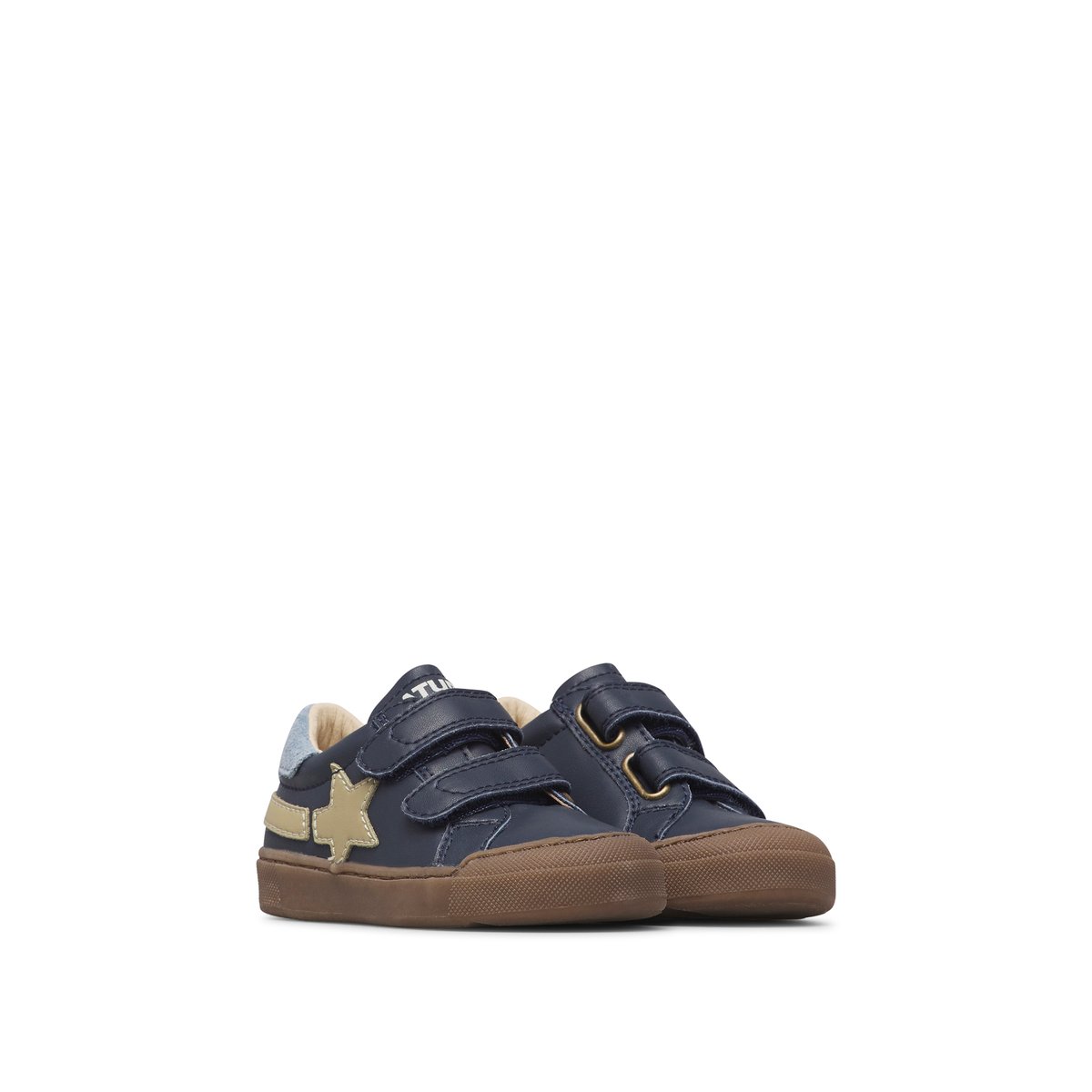 Baskets en cuir SINGERY VL. bleu-bleu ciel-marron, NATURINO