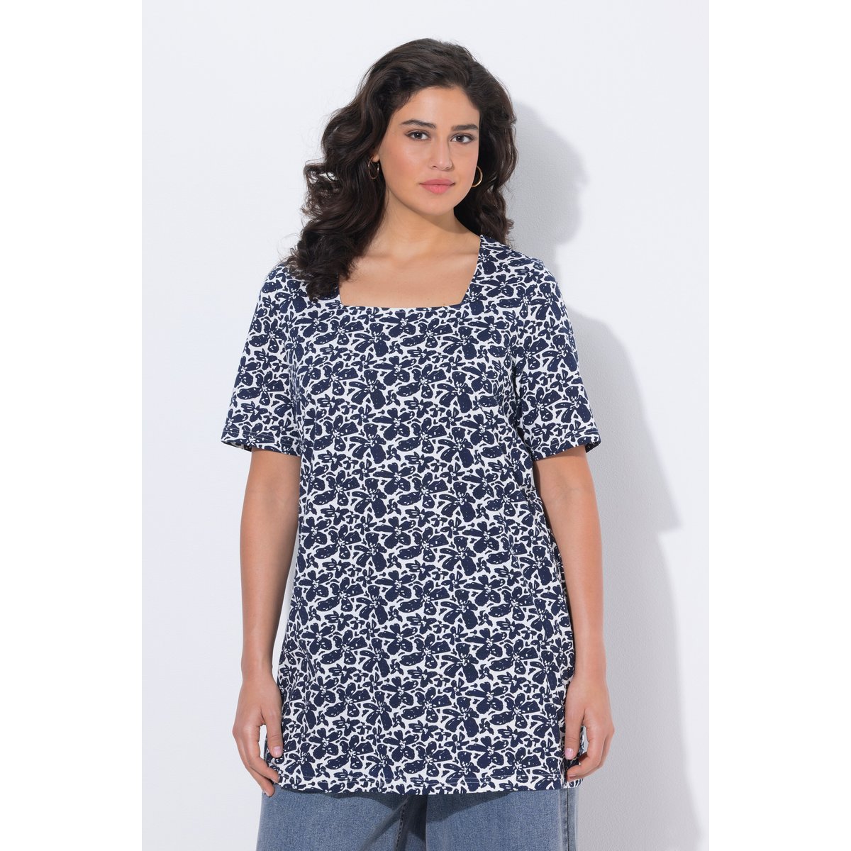 T-shirt long marine, ULLA POPKEN