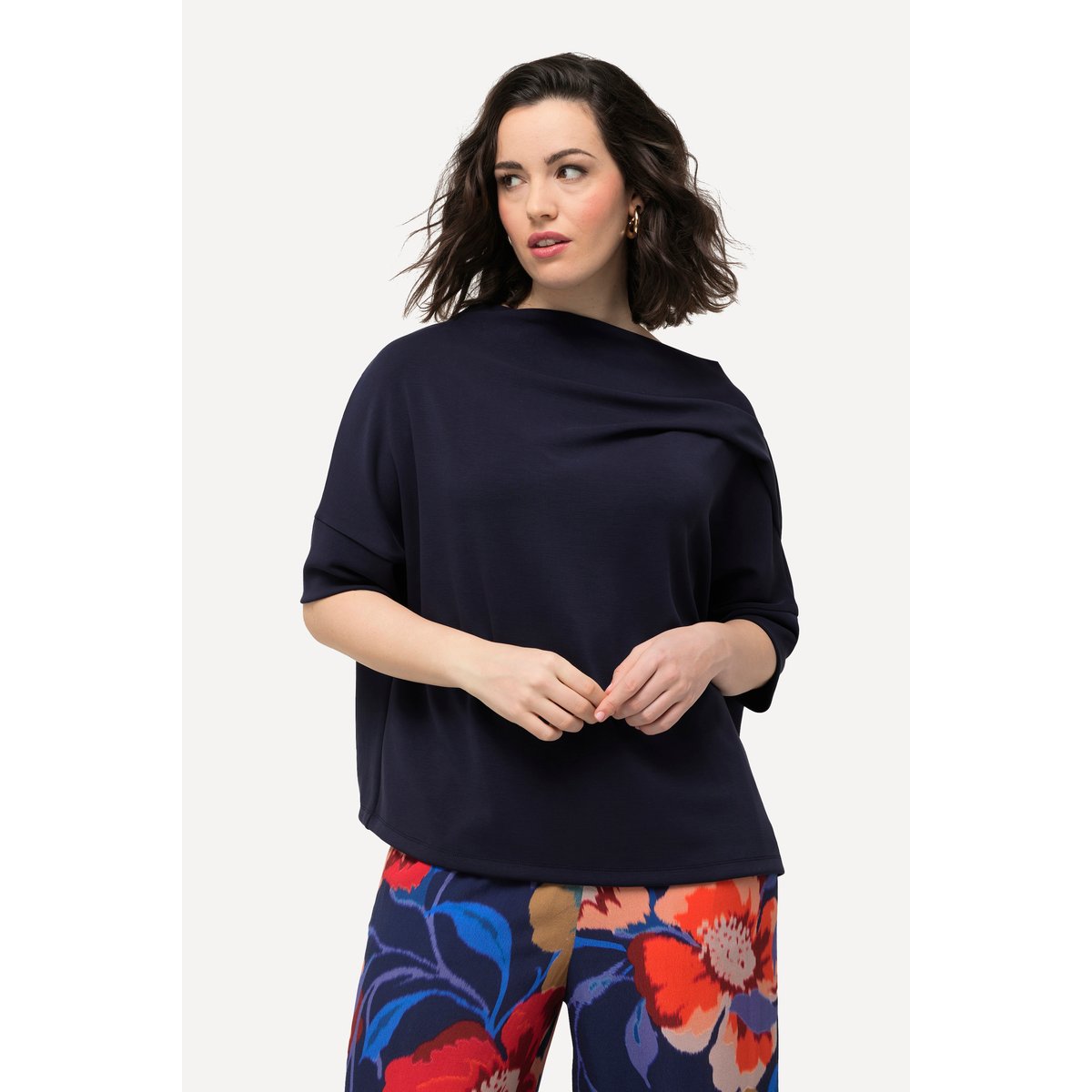 Sweat-shirt oversized à manches courtes marine, ULLA POPKEN