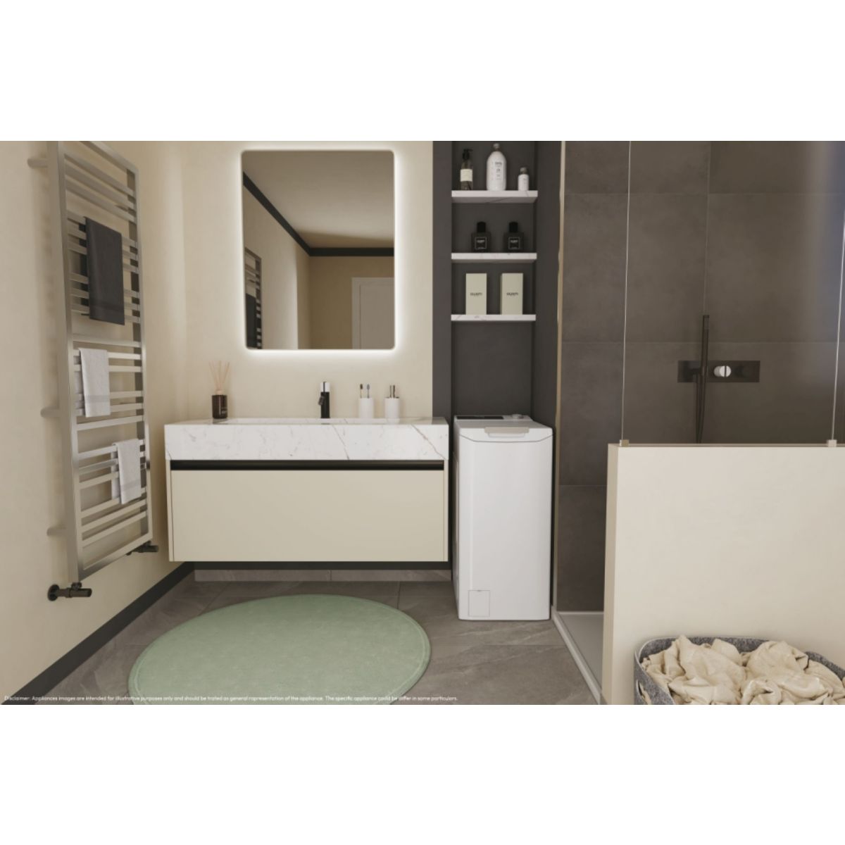 Lave linge top TCA474TM5-S couleur unique, CANDY