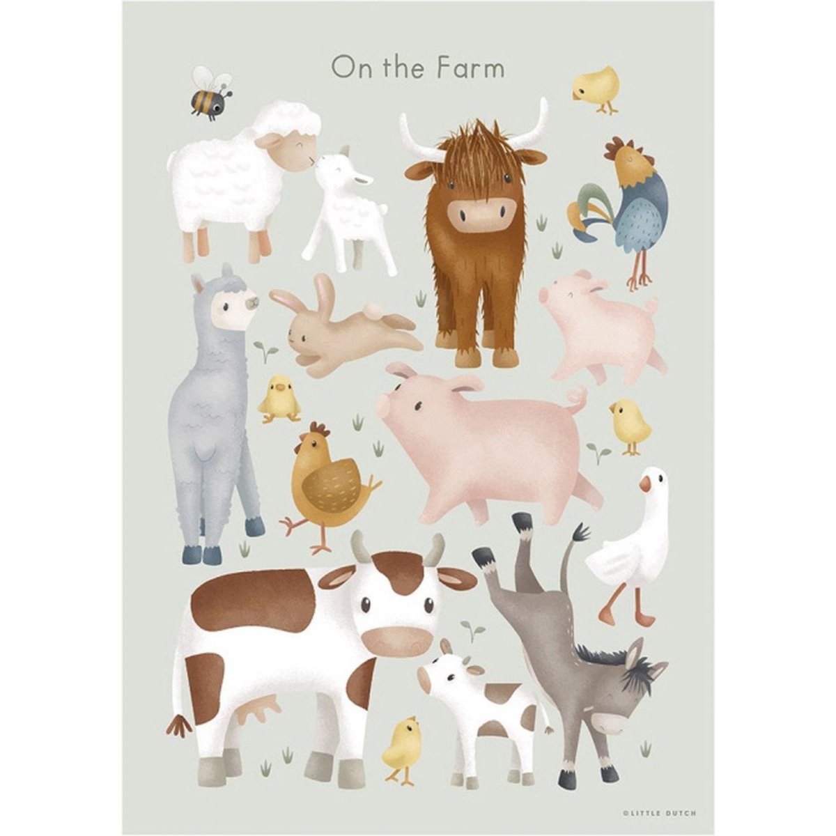 Poster A3 - Little Farm gris, LITTLE DUTCH