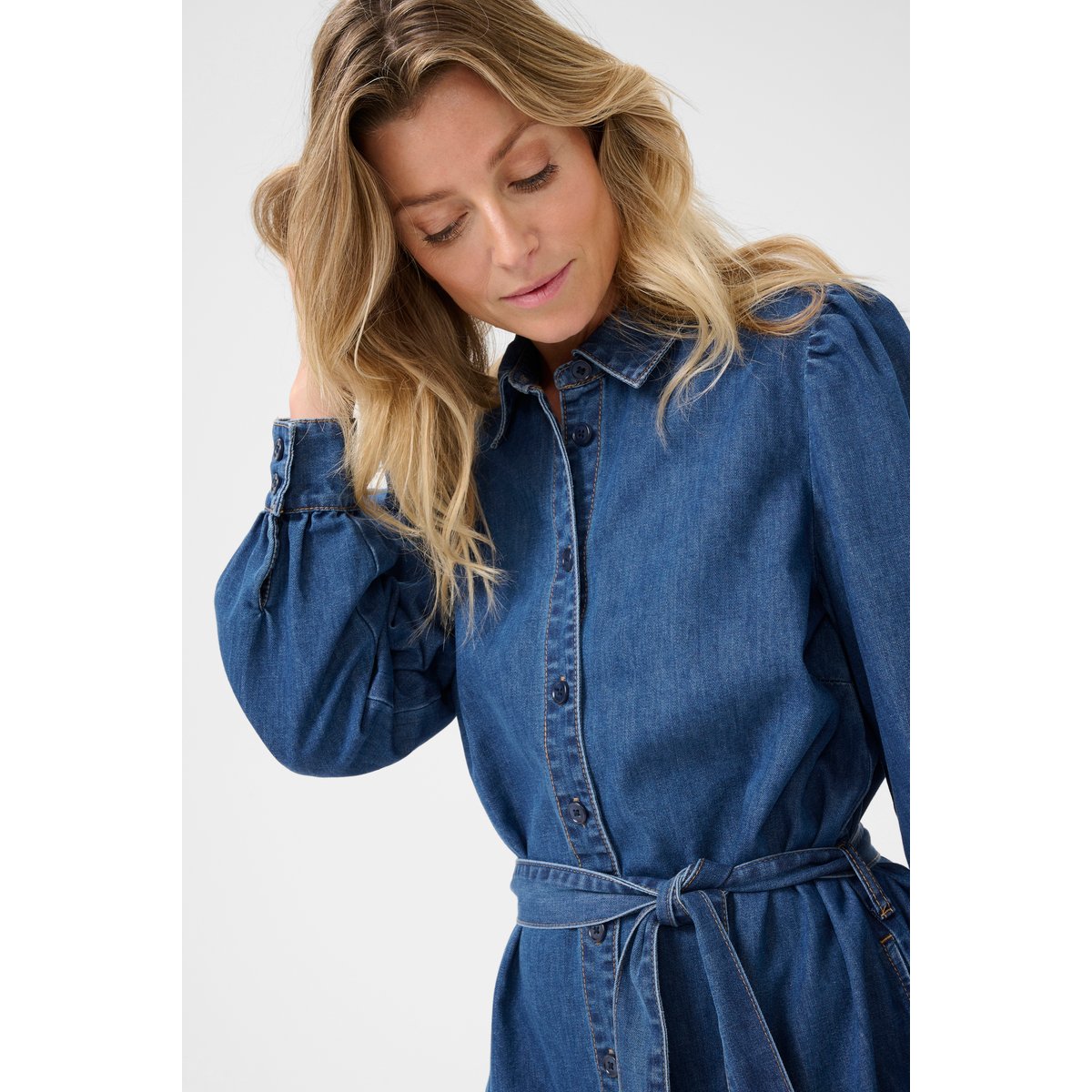 Robe en jean bleu jasper blue denim, CREAM