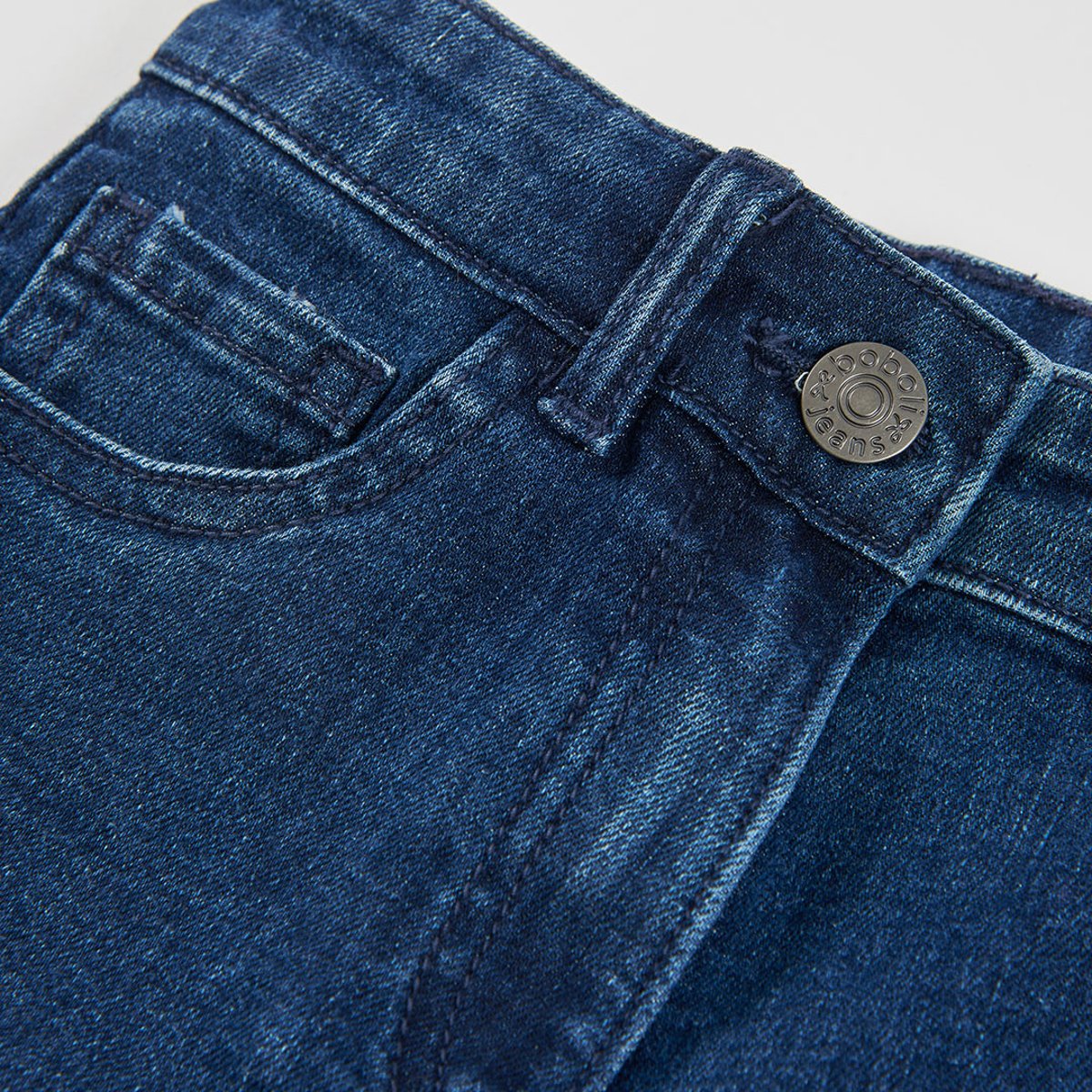 Pantalon denim fille wide leg élastique bleu, BOBOLI