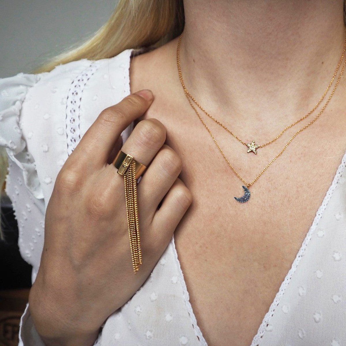 Collier kuchi moon silver night gris, CAROLINE NAJMAN