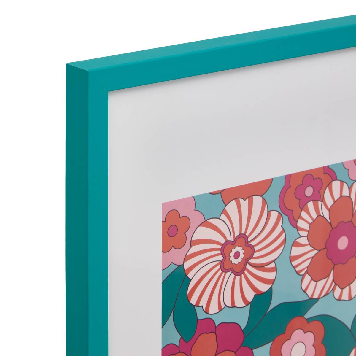 Affiche encadrée motif fleurs 50x70cm CHA CHA POP bleu, ATMOSPHERA