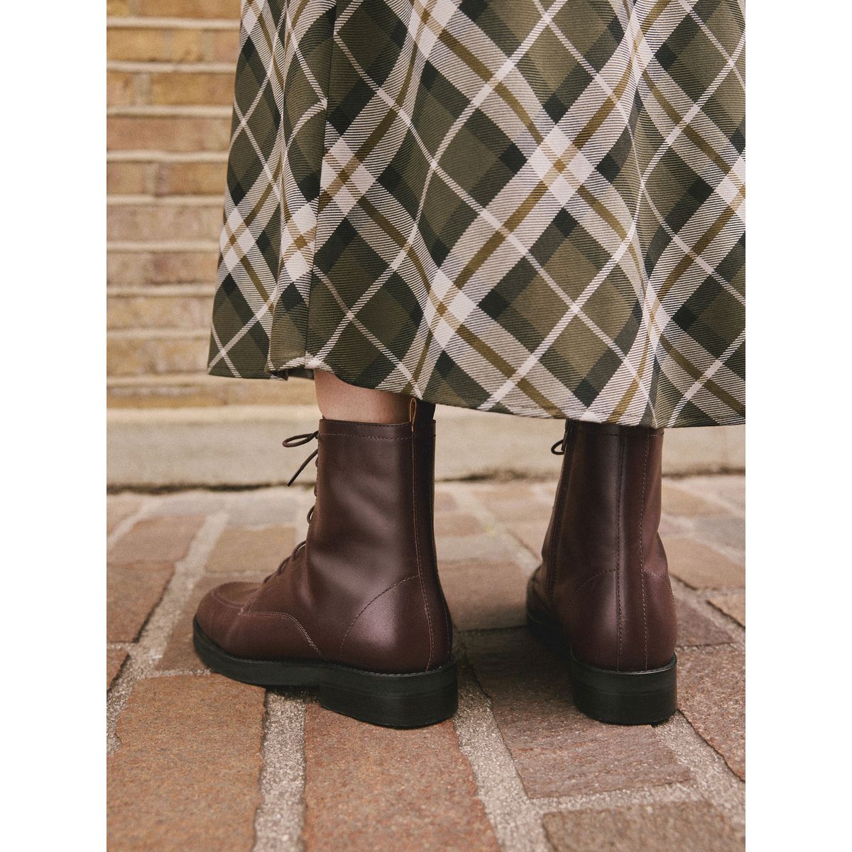 Bottines forever comfort® à lacets cuir rouge bourgogne, NEXT