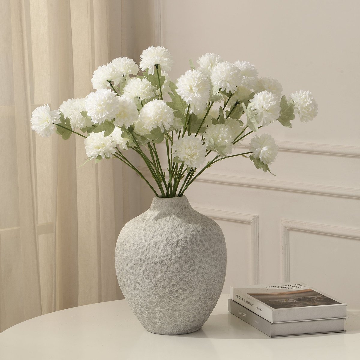 Tige de chrysanthème artificielle H63 LES ESSENTIELS blanc, SIA
