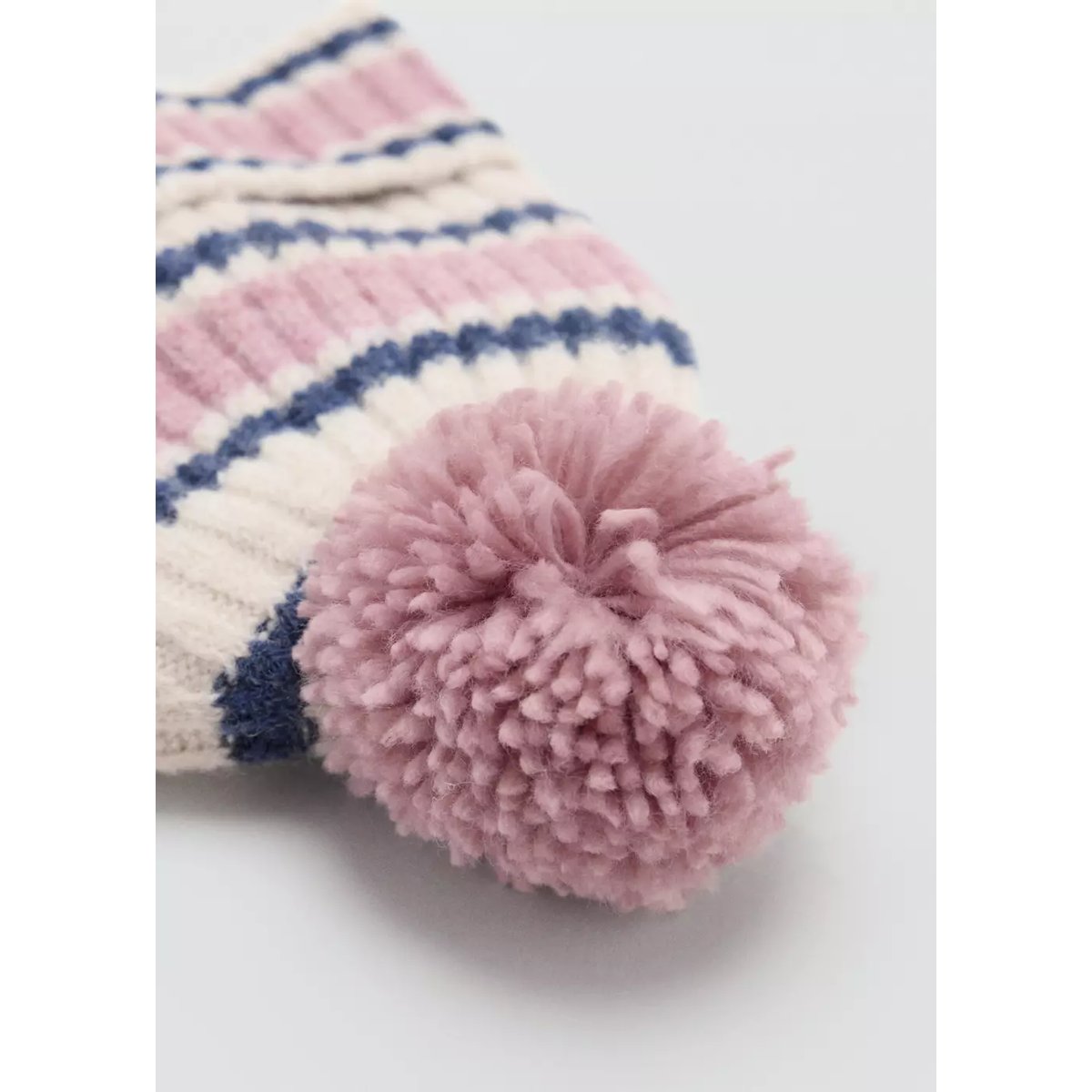 Bonnet en maille à rayures rose pâle, MANGO BABY