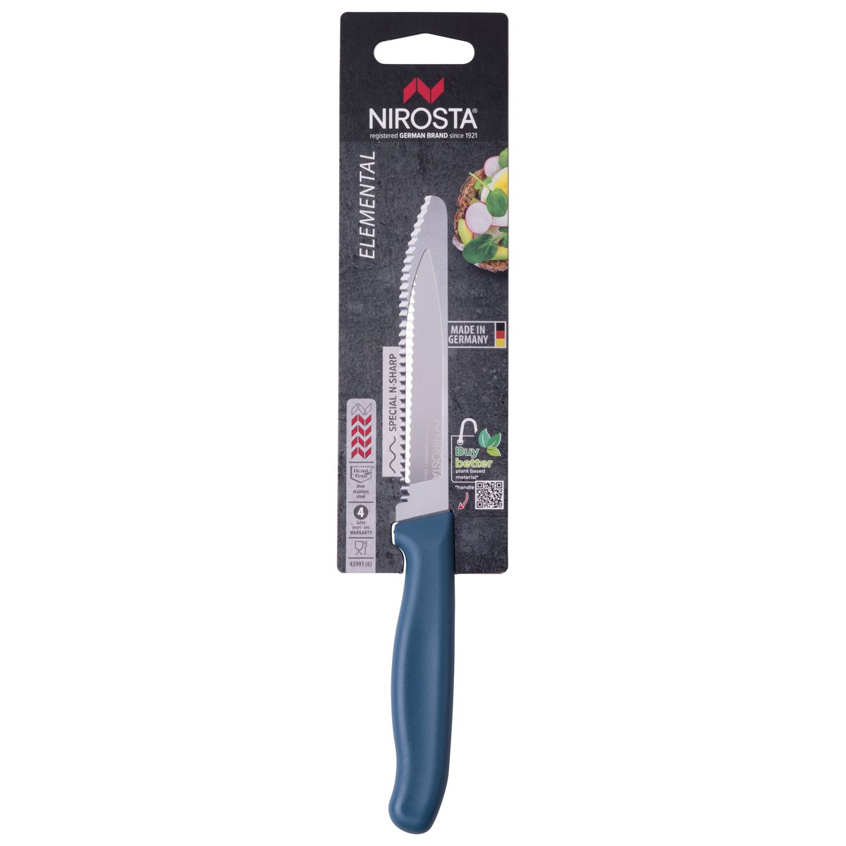 Couteau petit-déjeuner 22,5 cm ELEMENTAL bleu, NIROSTA