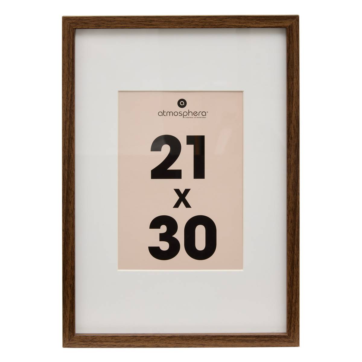 Cadre-photo rectangulaire en verre MANU marron tonka, ATMOSPHERA