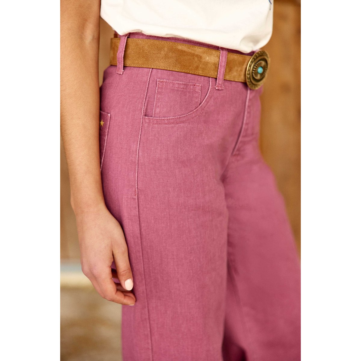 Pantalon large uni PATLANTY 40-rose, LA PETITE ETOILE