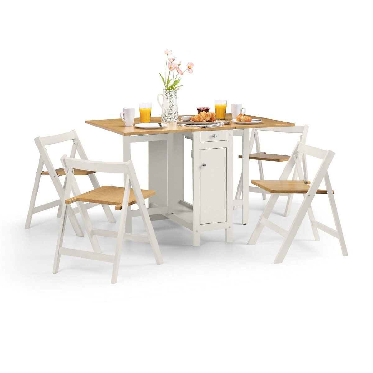 Belmont Dining Table and Chairs Set (Seats 4) white/natural, SO'HOME