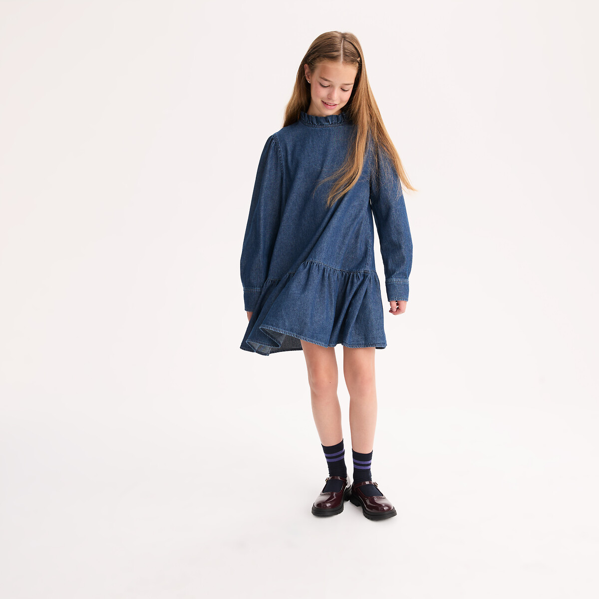 Long Sleeve Lightweight Denim Dress untreated, LA REDOUTE COLLECTIONS
