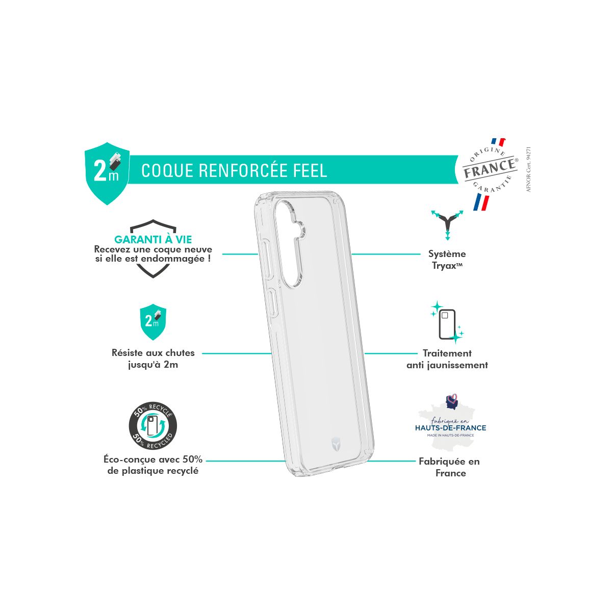 Coque Samsung galaxy A16 Transparent couleur unique, FORCE CASE