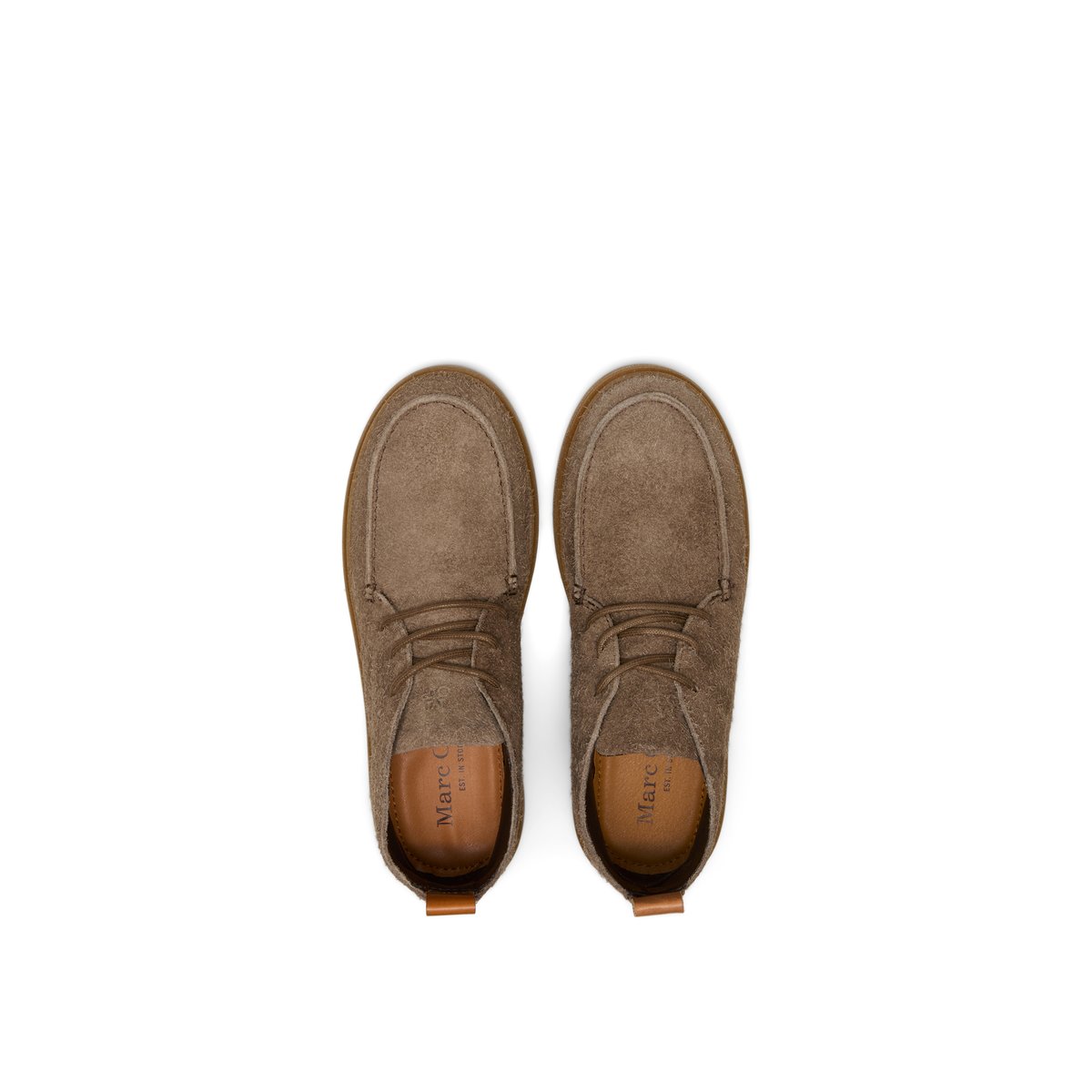 Bottines modèle Zen en cuir de vachette velours à poils longs marron, MARC O'POLO