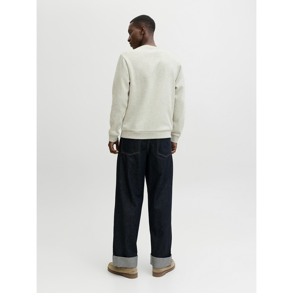 Sweat col rond Noël gris clair, JACK & JONES