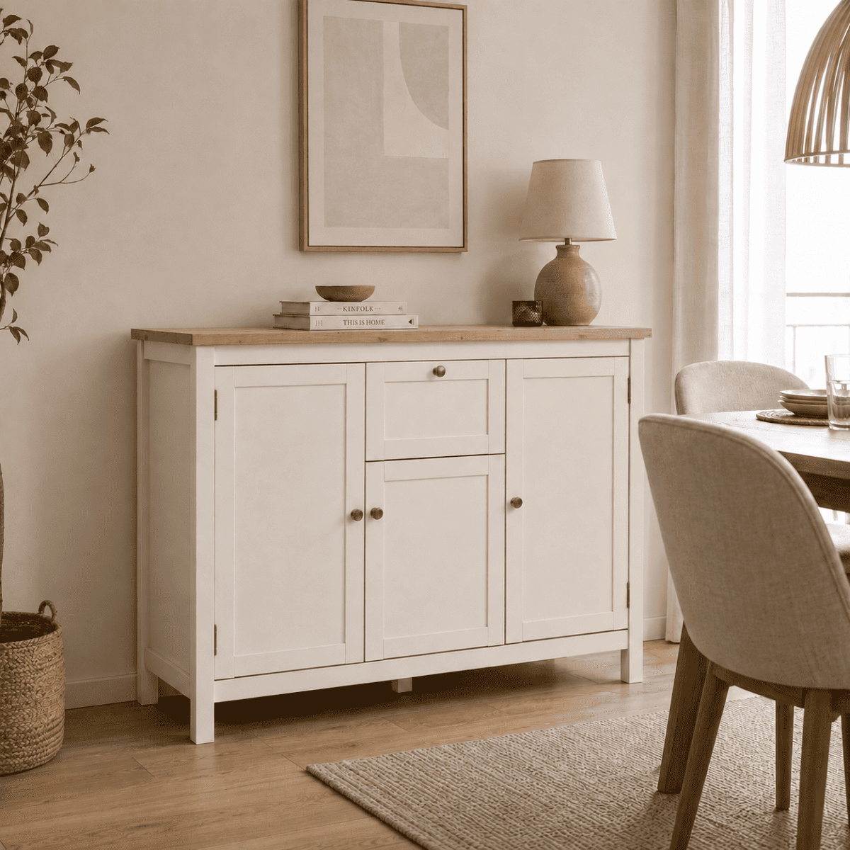 Buffet 3 portes et 1 tiroir - LUND beige, CALICOSY