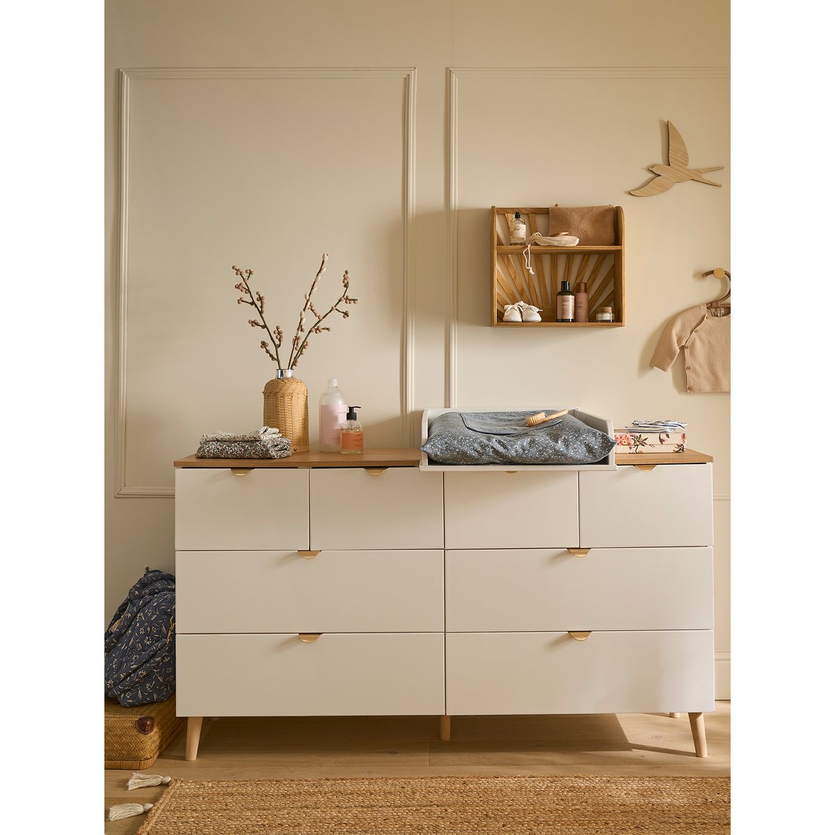 Commode double avec 8 tiroirs LIGNE MERVEILLES blanc, VERTBAUDET